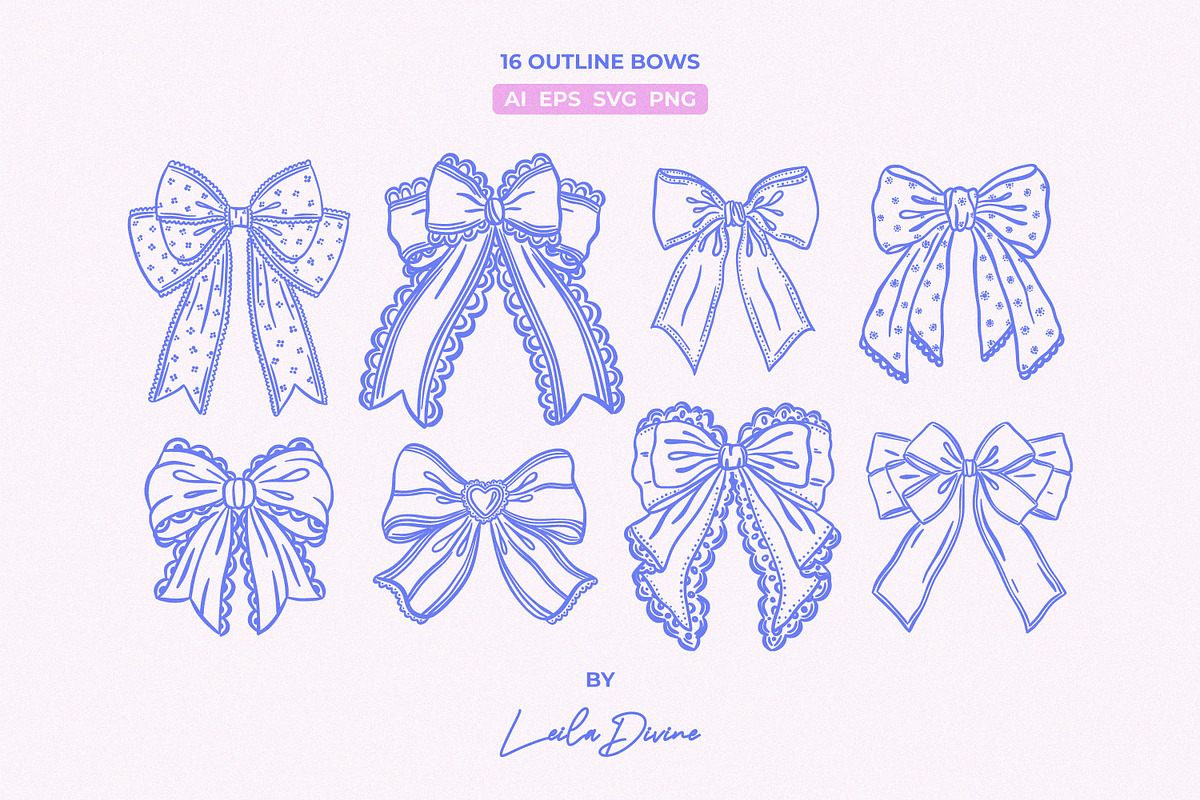 Charming Bows, Patterns & Templates, an Object Graphic by Leila Divine (Photo 5 of 20)