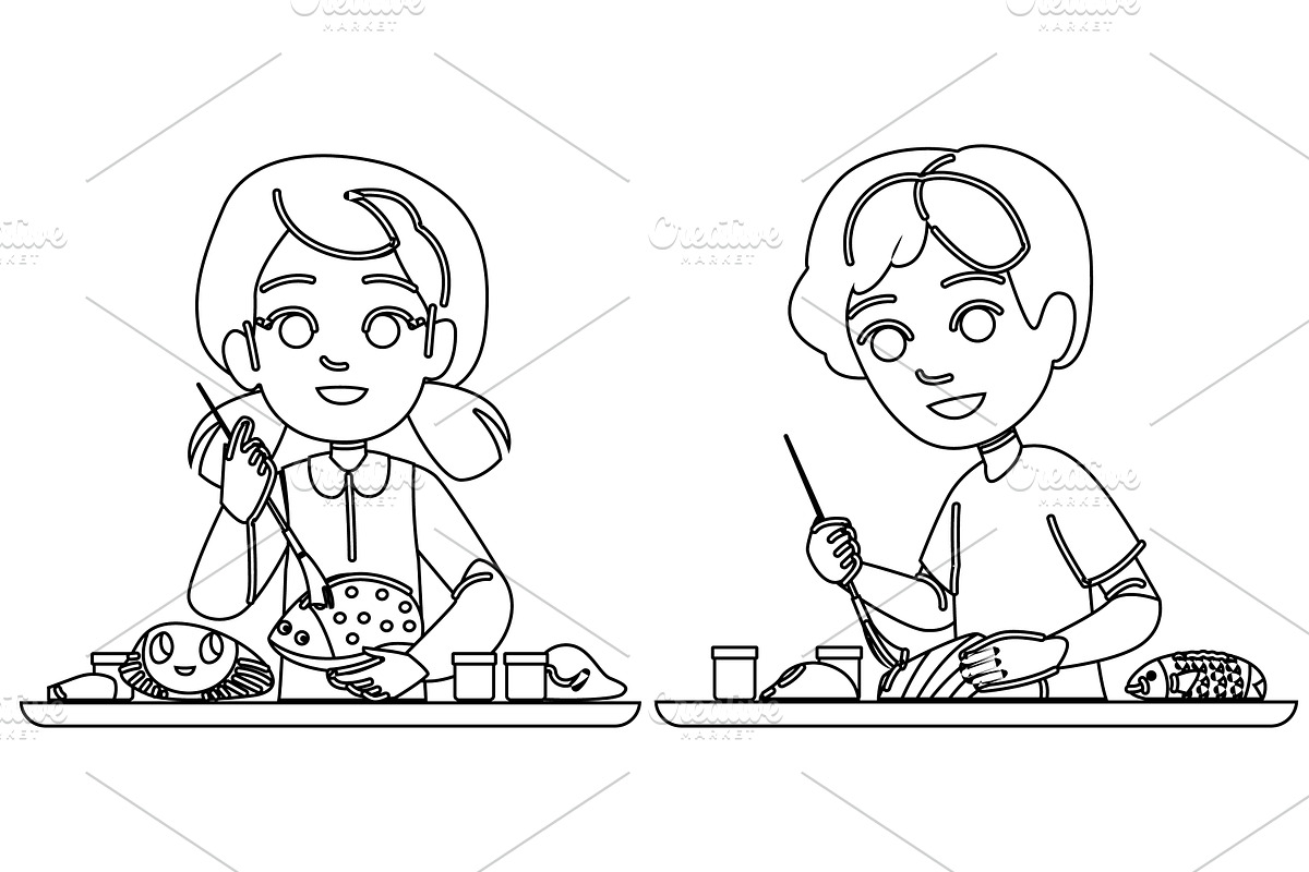 art painting rocks kid vector, a Person Illustration by pikepicture