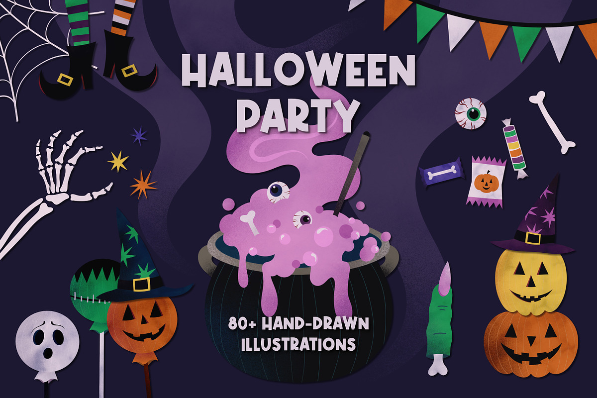 Halloween Party. 80+ Illustrations, a Decorative Illustration by Vicccky (Photo 1 of 9)