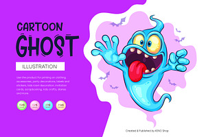 Cute cartoon ghost. Tshirt, PNG., a Person Illustration by KENO Mascots