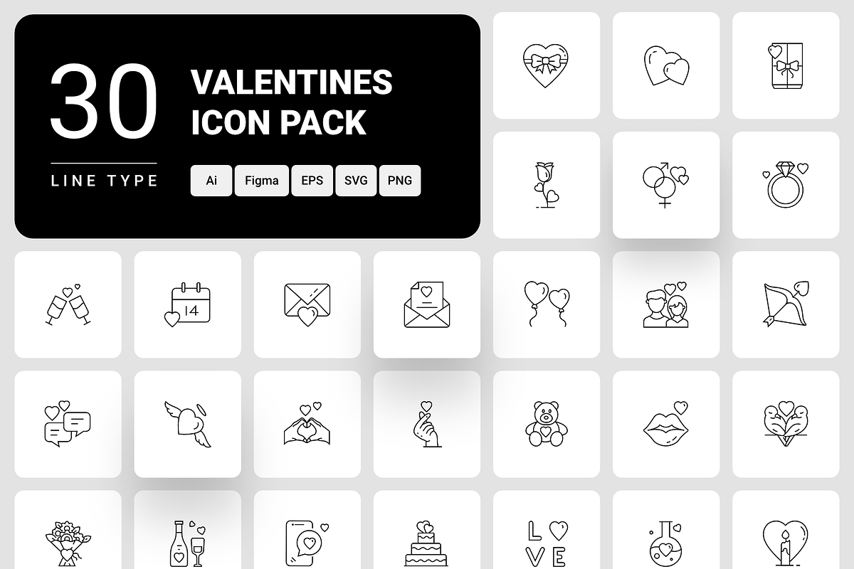 Valentines line icon pack, an Outline Icon by Ragul Creates (Photo 1 of 3)