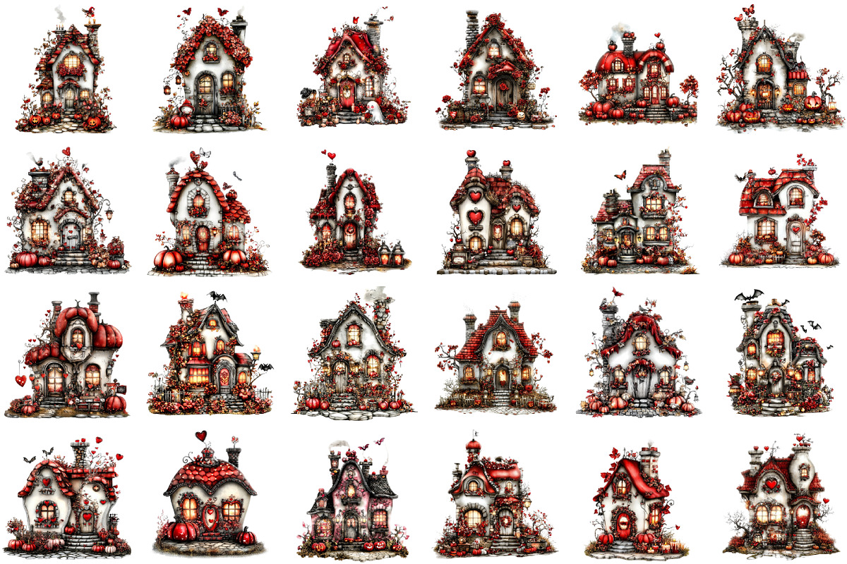 Romantic Halloween house Clipart, an Illustration by designcity5 (Photo 2 of 5)