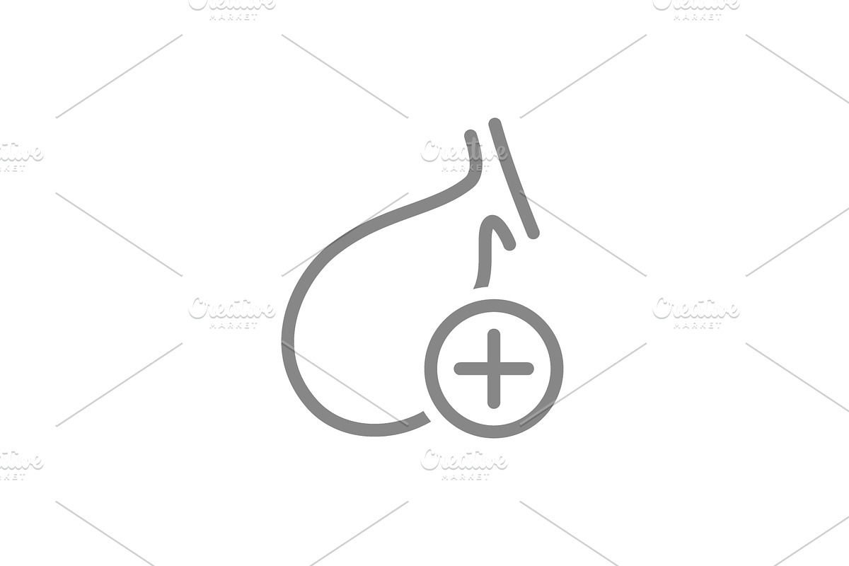Gallbladder with plus line icon, an Object Illustration by GraphiShop