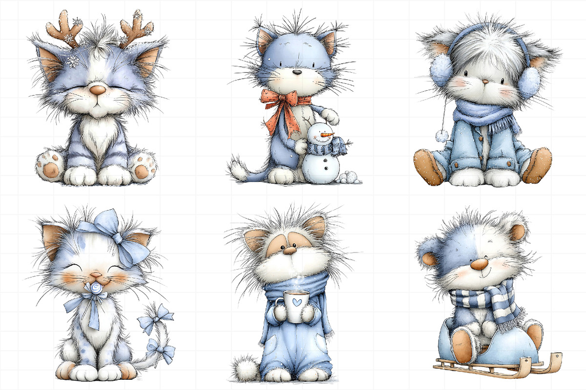 Cute Christmas Fluffy Cats Sublimati, an Illustration by Daily.Designs (Photo 5 of 5)