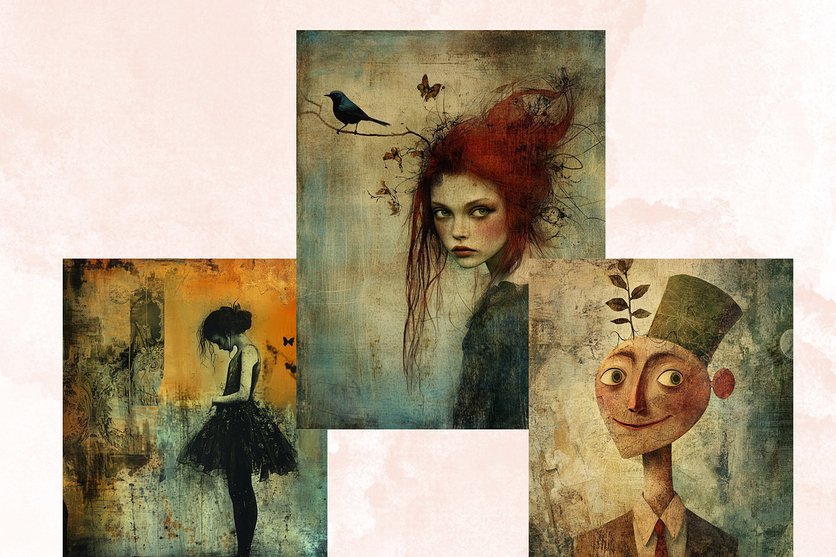 Whimsy Grunge Collage Paper Kit, a Background Graphic by GiraffeCreative (Photo 6 of 9)