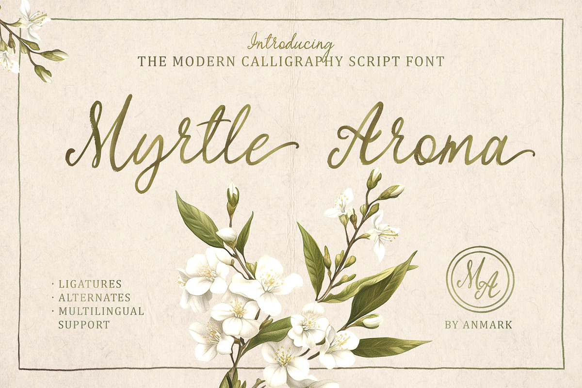 Myrtle Aroma Handwritten Script, a Handwritten Font by AnMark (Photo 1 of 17)