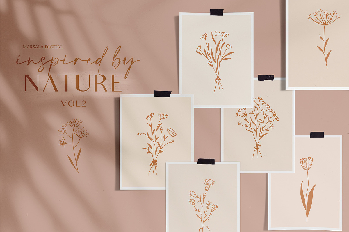 Floral Line Drawings Logo Elements, an Illustration by Kaya Fonts (Photo 1 of 10)