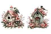 Whimsical Spring Birdhouse Clipart, an Illustration by SinaCreation (Thumbnail 4 of 11)
