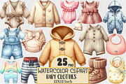 Watercolor Baby Clothes Clipart, an Illustration by Rose Art (Thumbnail 1 of 5)