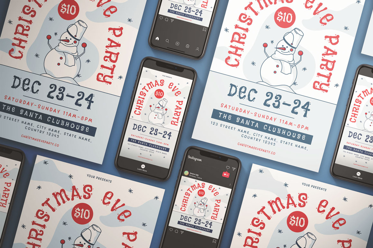 Christmas Eve Party Flyer Set, a Flyer Template by KMZVR.Lab (Photo 5 of 6)