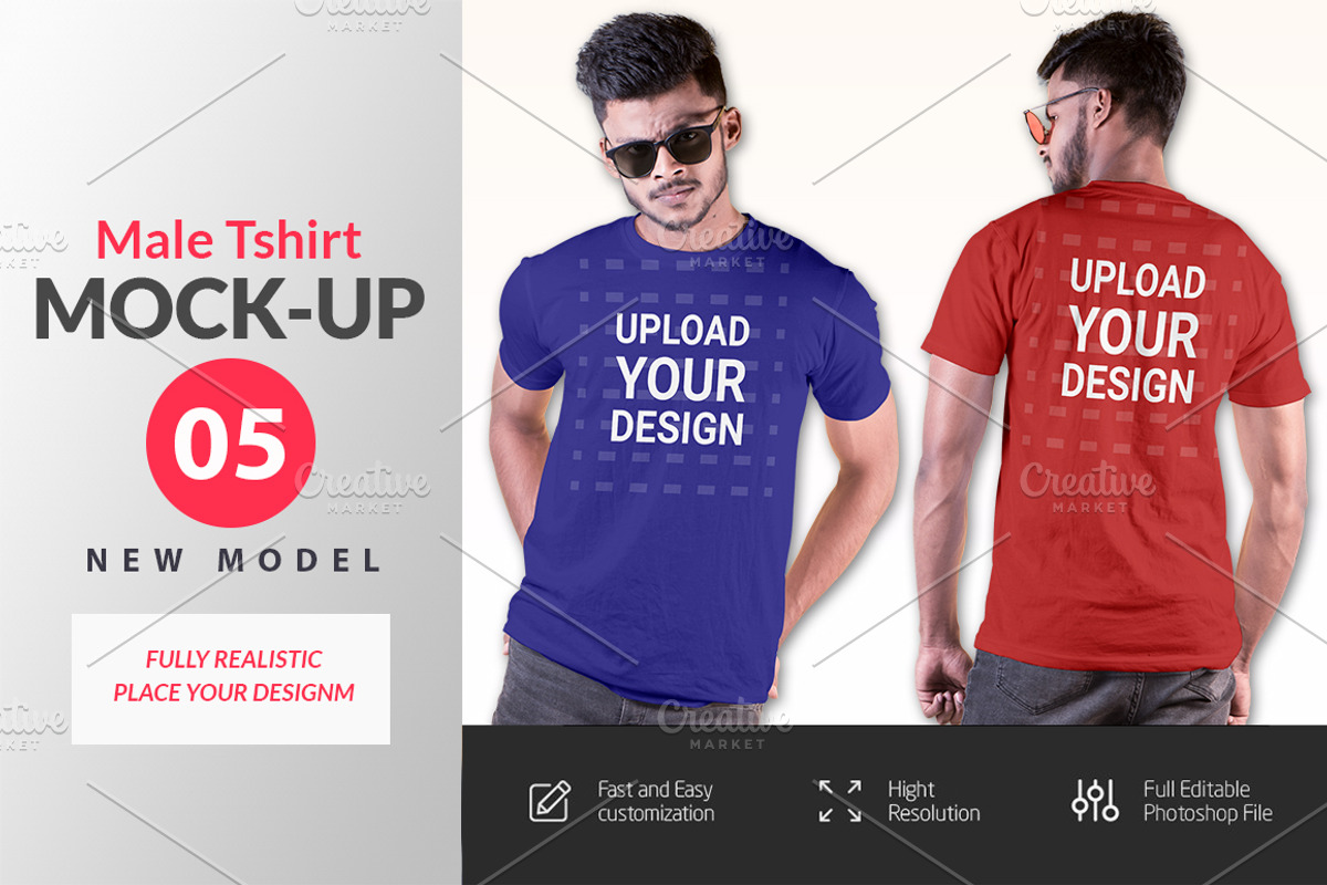 Male t-shirt Mockup-V-2-002, a Shirt Mockup by designvillage (Photo 1 of 6)