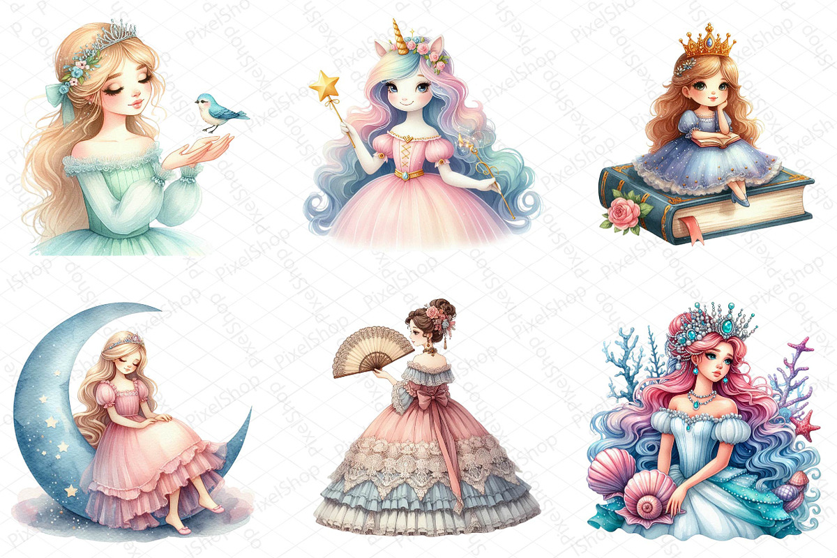 Watercolor Princess Clipart, an Illustration by DreamPrint404 (Photo 5 of 6)