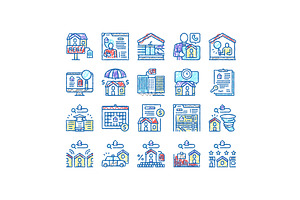 Property Rental Agency set Icons, an Object Illustration by pikepicture