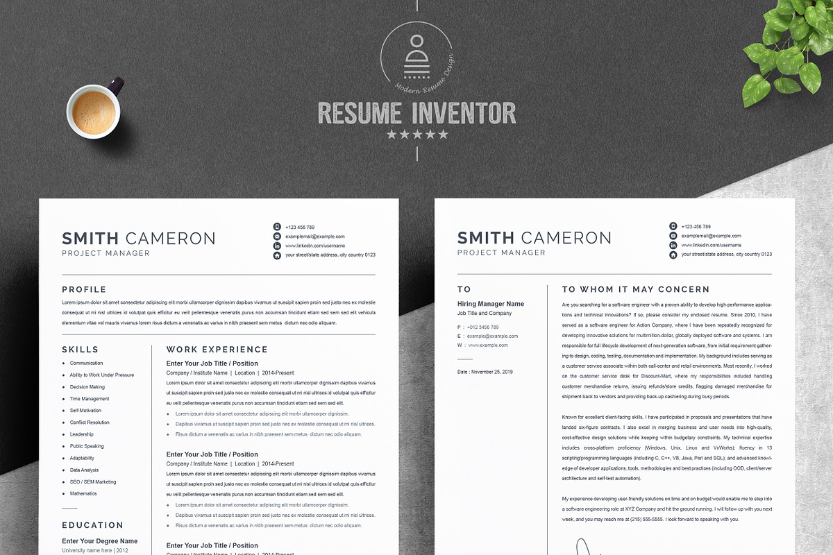 Minimalist Word Resume / CV Template, a Resume Template by ResumeInventor (Photo 2 of 5)