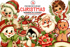 Whimsical Christmas Clipart Bundle, an Illustration by cherrydesign