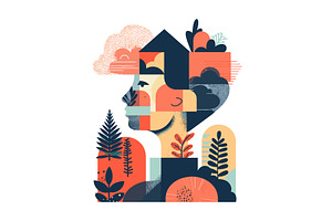 Womens face double exposure profile, an Object Illustration by Stock-Smart-Start