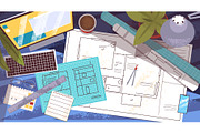Architect desk. Architecture, a Person Illustration by Stock-Smart-Start (Thumbnail 1 of 3)