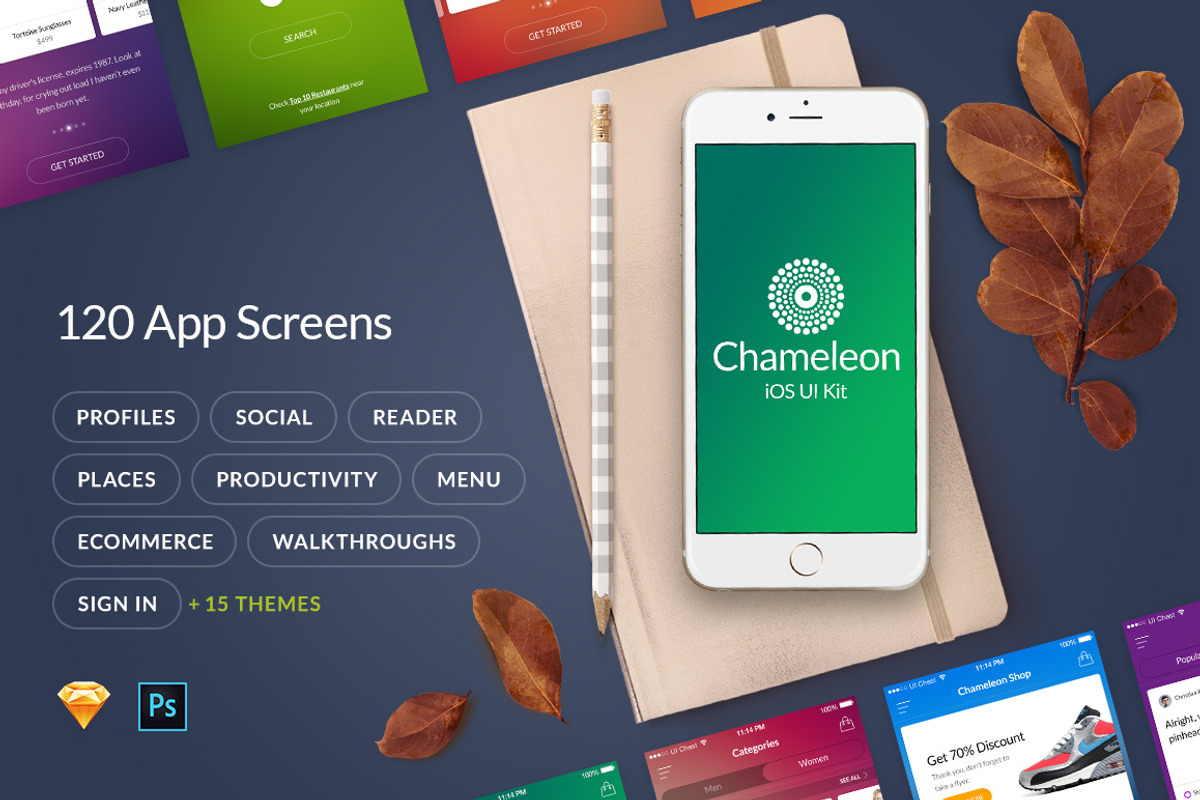 Chameleon UI Kit, an UI Kit Template by UI Chest | Creative Market