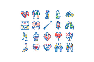 love heart valentine romantic icons, an Object Illustration by pikepicture