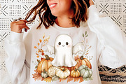 Watercolor Halloween Ghost Clipart, a Transportation Illustration by SinaCreation (Thumbnail 8 of 9)