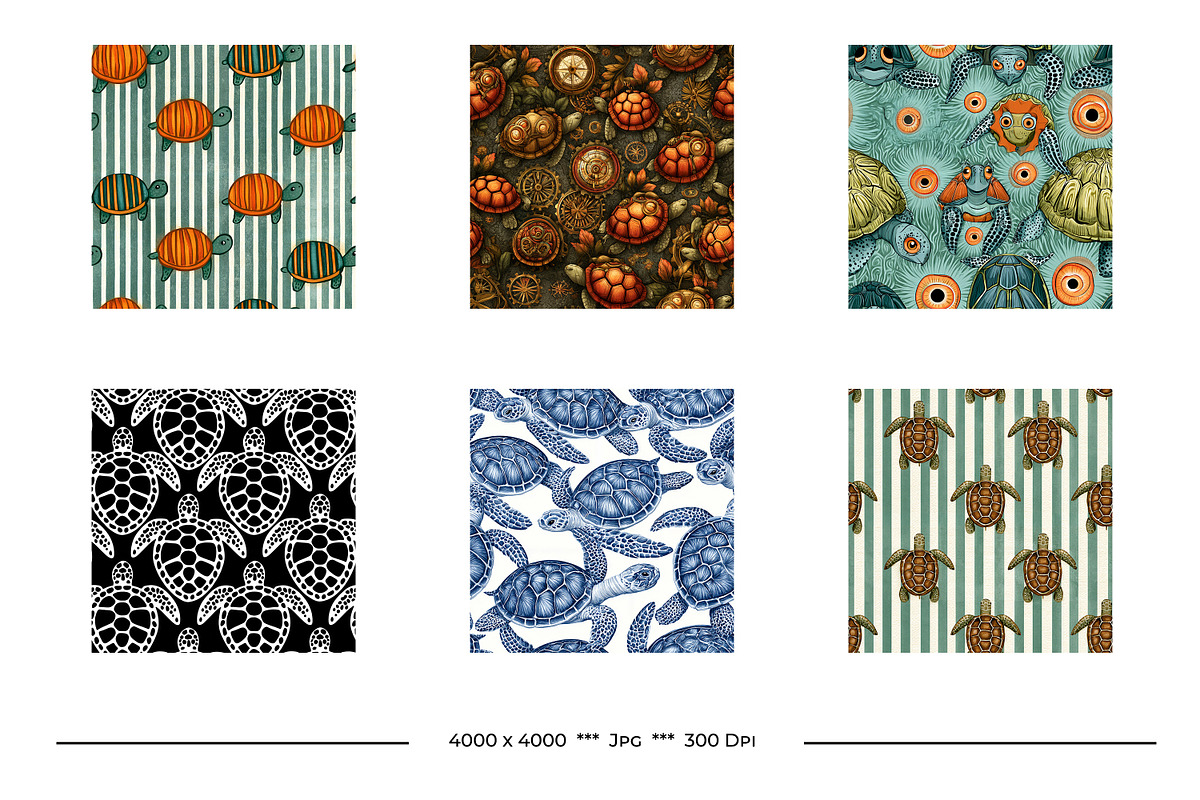 Turtle Retro Art Style Patterns, a Pattern Graphic by karenfoleyphoto (Photo 9 of 10)