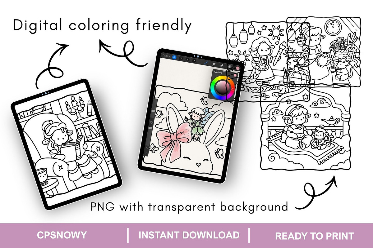 Cute&Cozy Bundle Coloring Pages, an Object Graphic by CpSnowy (Photo 4 of 4)