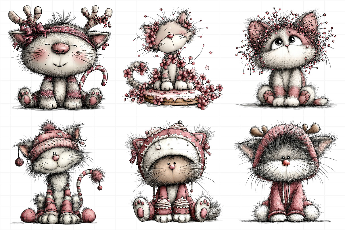 Whimsical Christmas Cat Clipart, an Illustration by Daily.Designs (Photo 5 of 5)