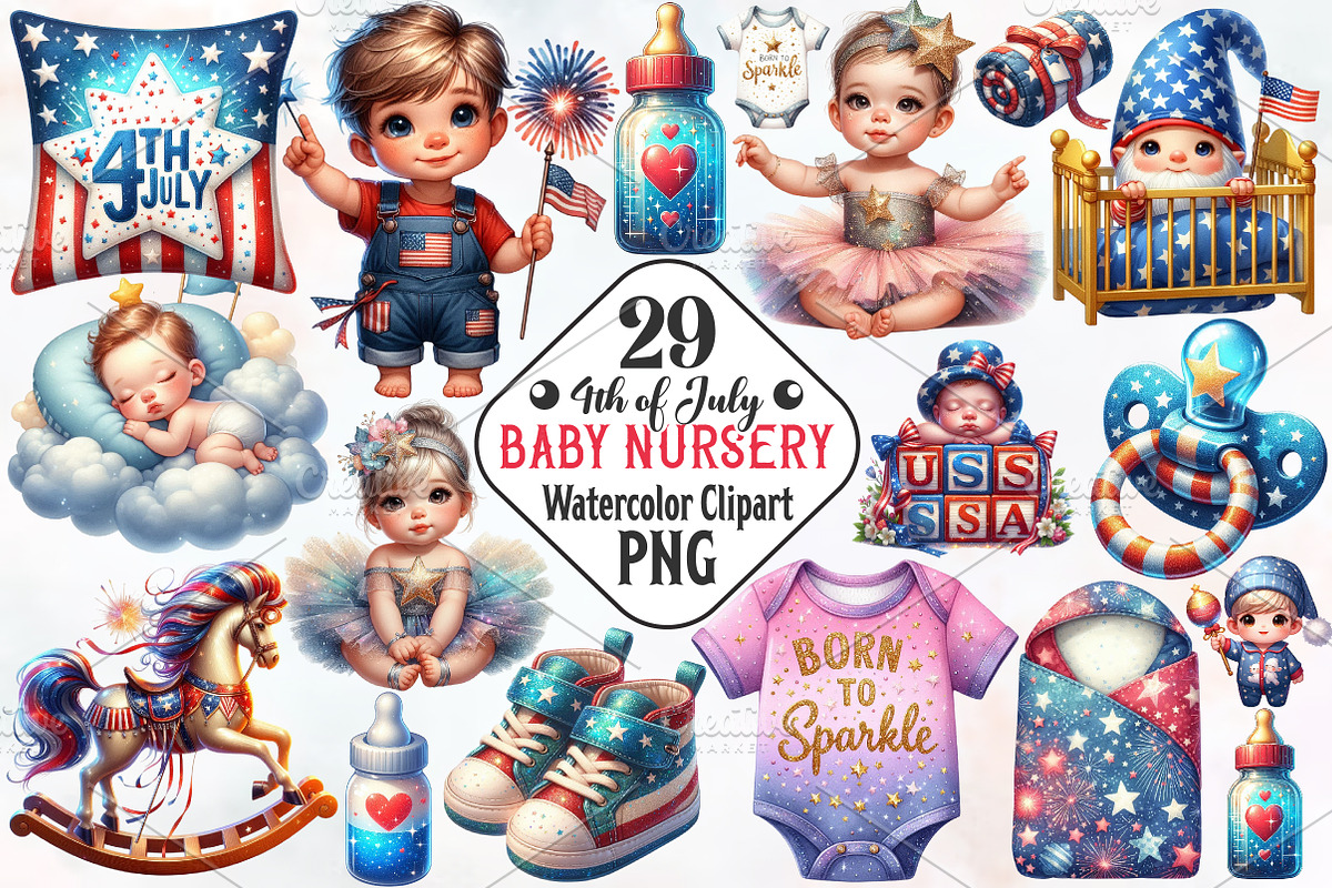 4th of July Baby Nursery Sublimation, a Seasonal Illustration by RobertsArt (Photo 1 of 7)