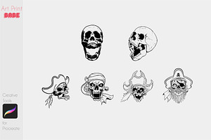 Procreate Skull Tattoo Stamps Brush