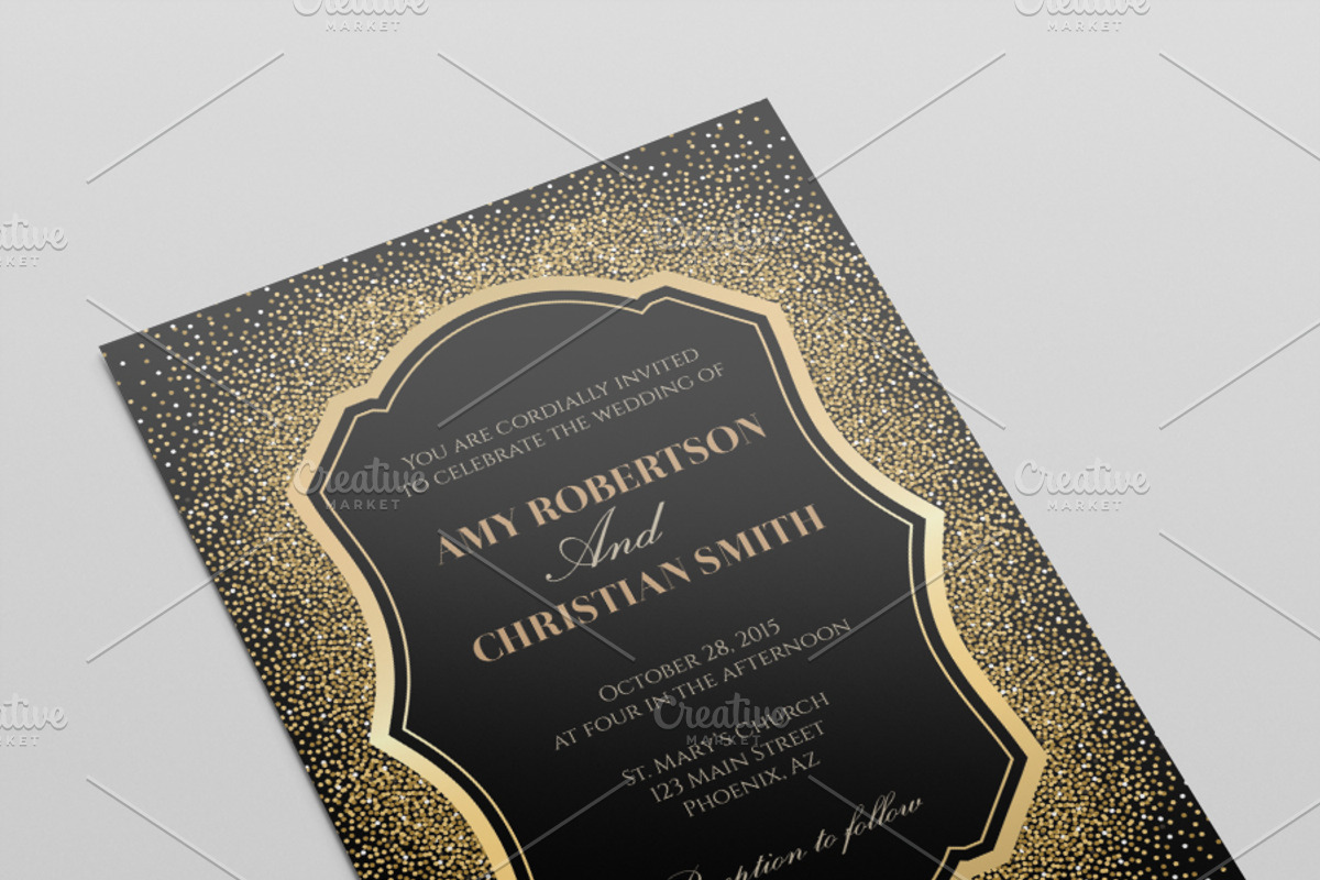 Gold glitter wedding invitation, an Invitation Template by annago (Photo 2 of 3)