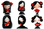 Valentine Cute Girl Clipart, an Illustration by DreamArtGraphic (Thumbnail 3 of 4)