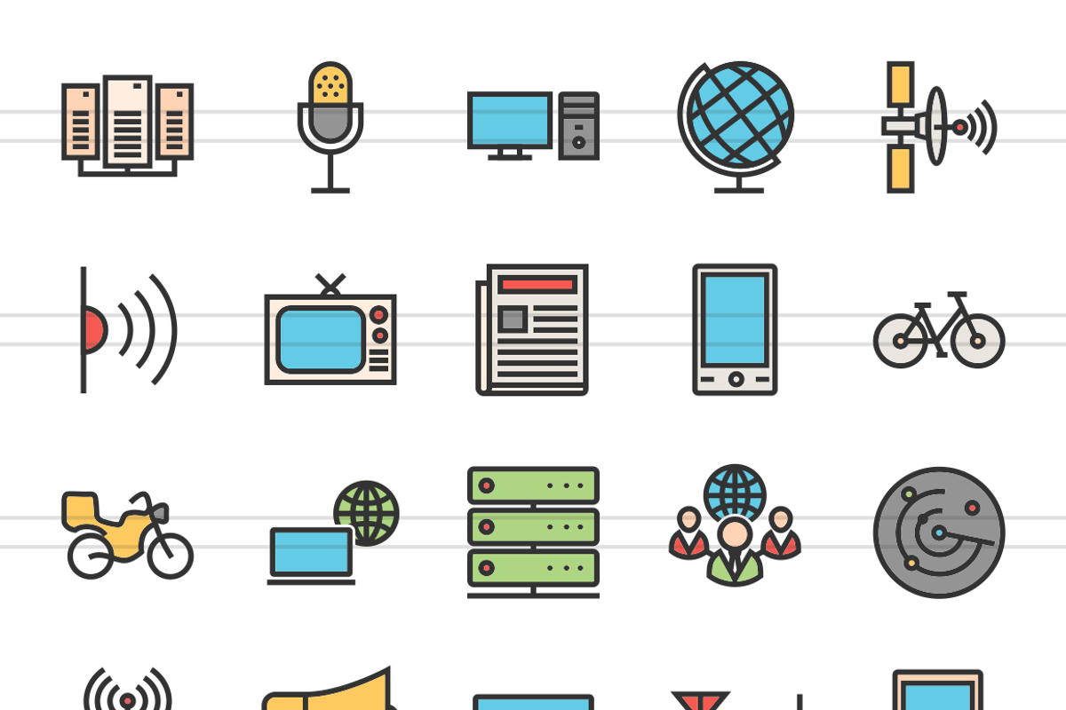 40 Communication Line Filled Icons, an Outline Icon by IconBunny