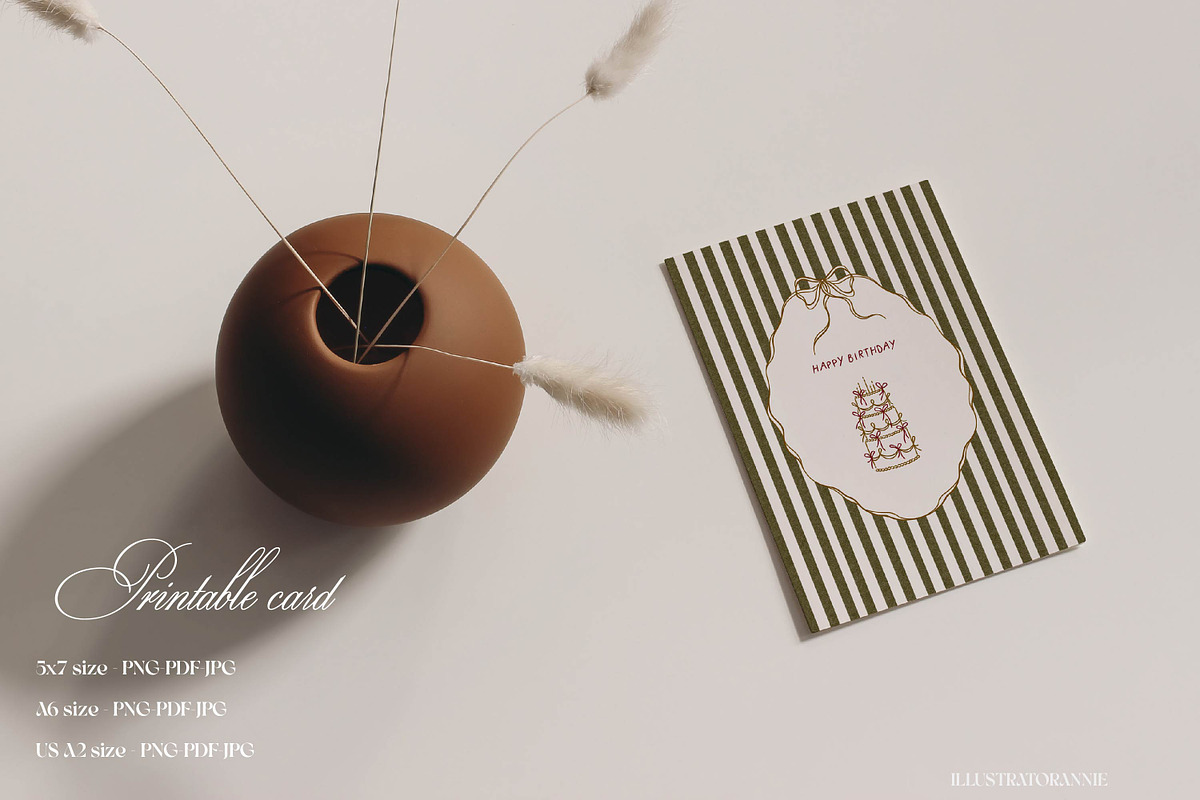 Modern Illustrated Birthday Card, a Card Template by IllustratorAnnie (Photo 2 of 5)