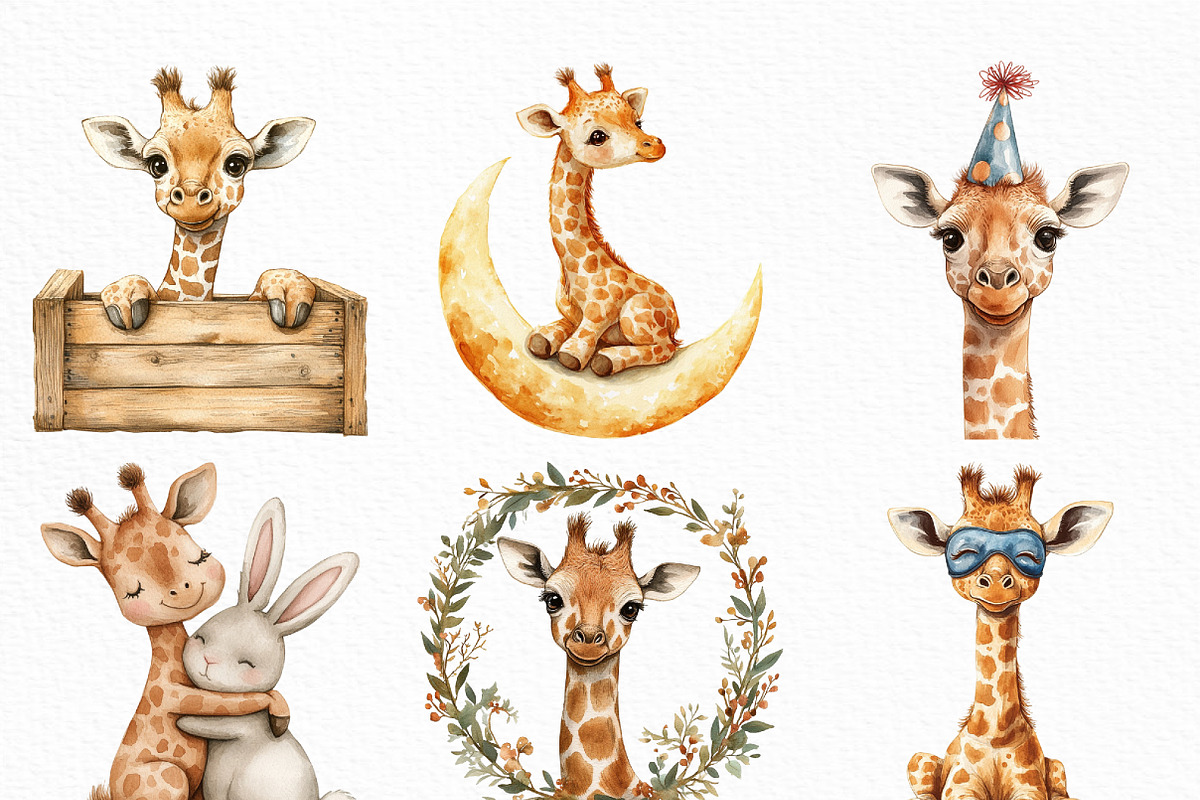Watercolor Baby Giraffe Clipart, an Illustration by Craft Nest (Photo 5 of 6)