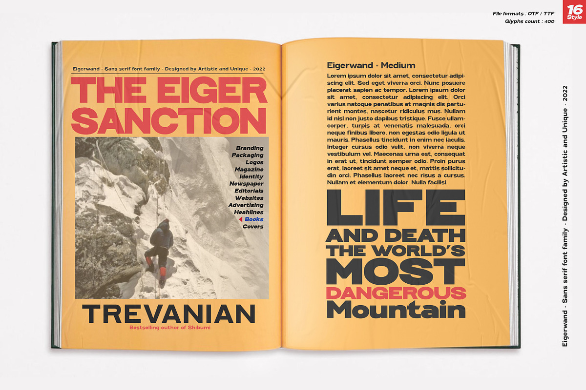 Eigerwand sans serif font family, a Sans Serif Font by Artistic & Unique (Photo 11 of 14)