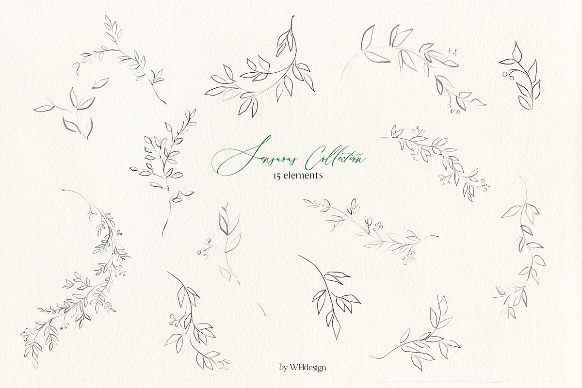 Sensuous Line Floral Crests Wreaths, an Illustration by whiteheartdesign (Photo 6 of 9)