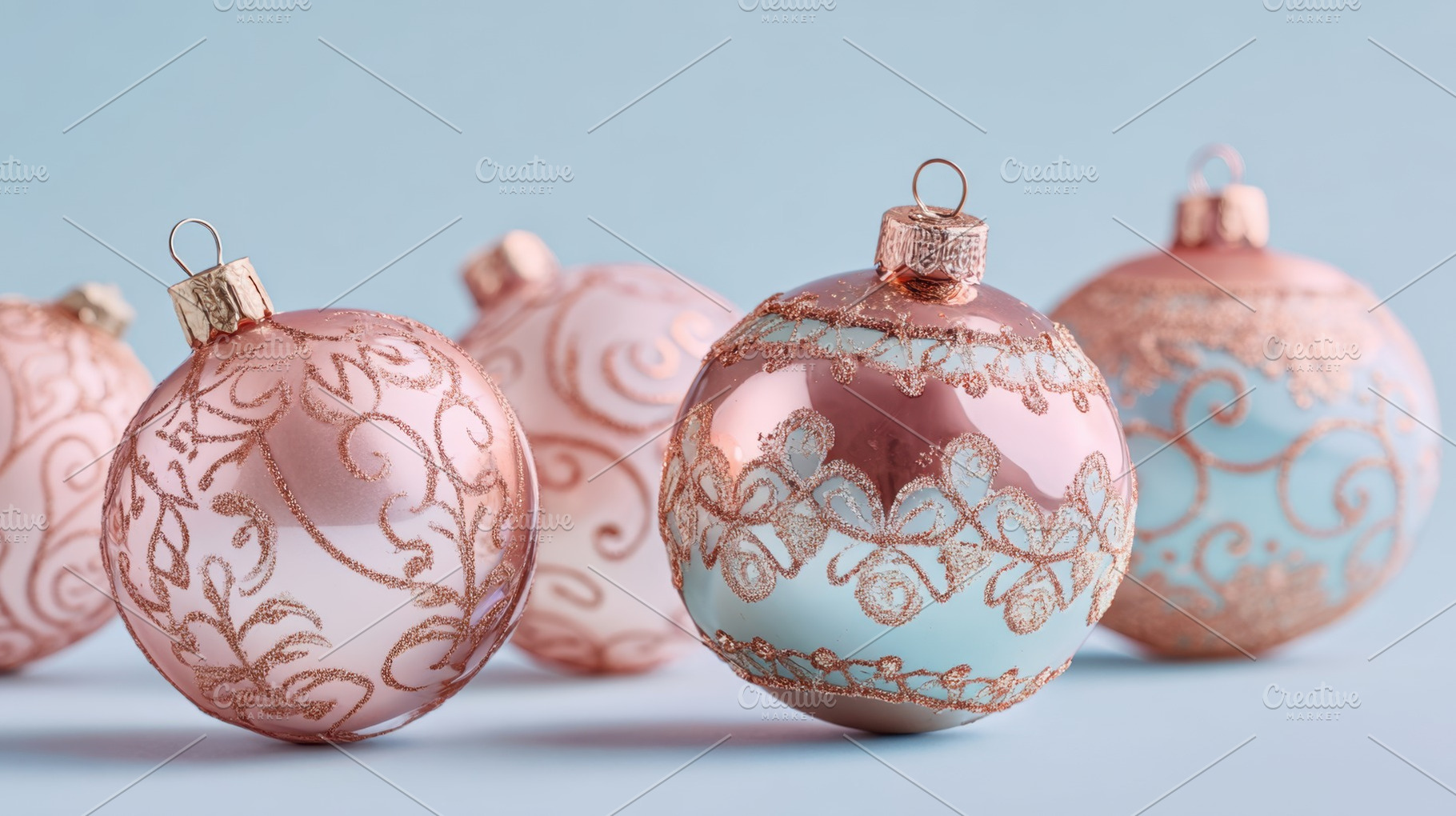Pastel holiday ornaments, a Photo by Beautiful things