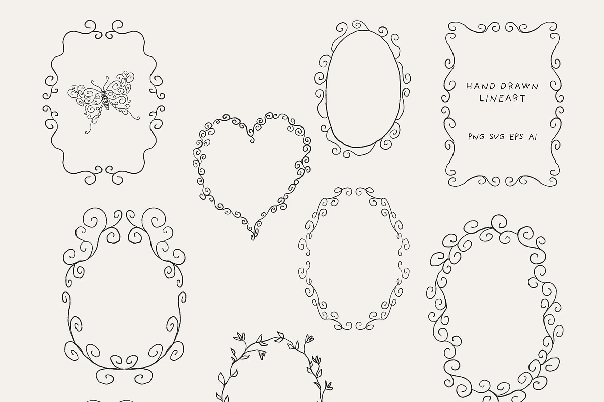 Hand-drawn Curly Frames Quirky Lines, a Decorative Illustration by SunnyAfternoons (Photo 4 of 23)