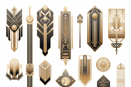A collection of elegant art deco style geometric designs in black and gold. The, an Object Graphic by Textures & Backgrounds
