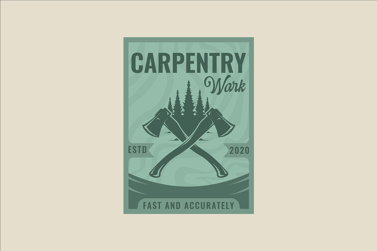 carpentry poster vector vintage, a Poster Template by zyxroun shop