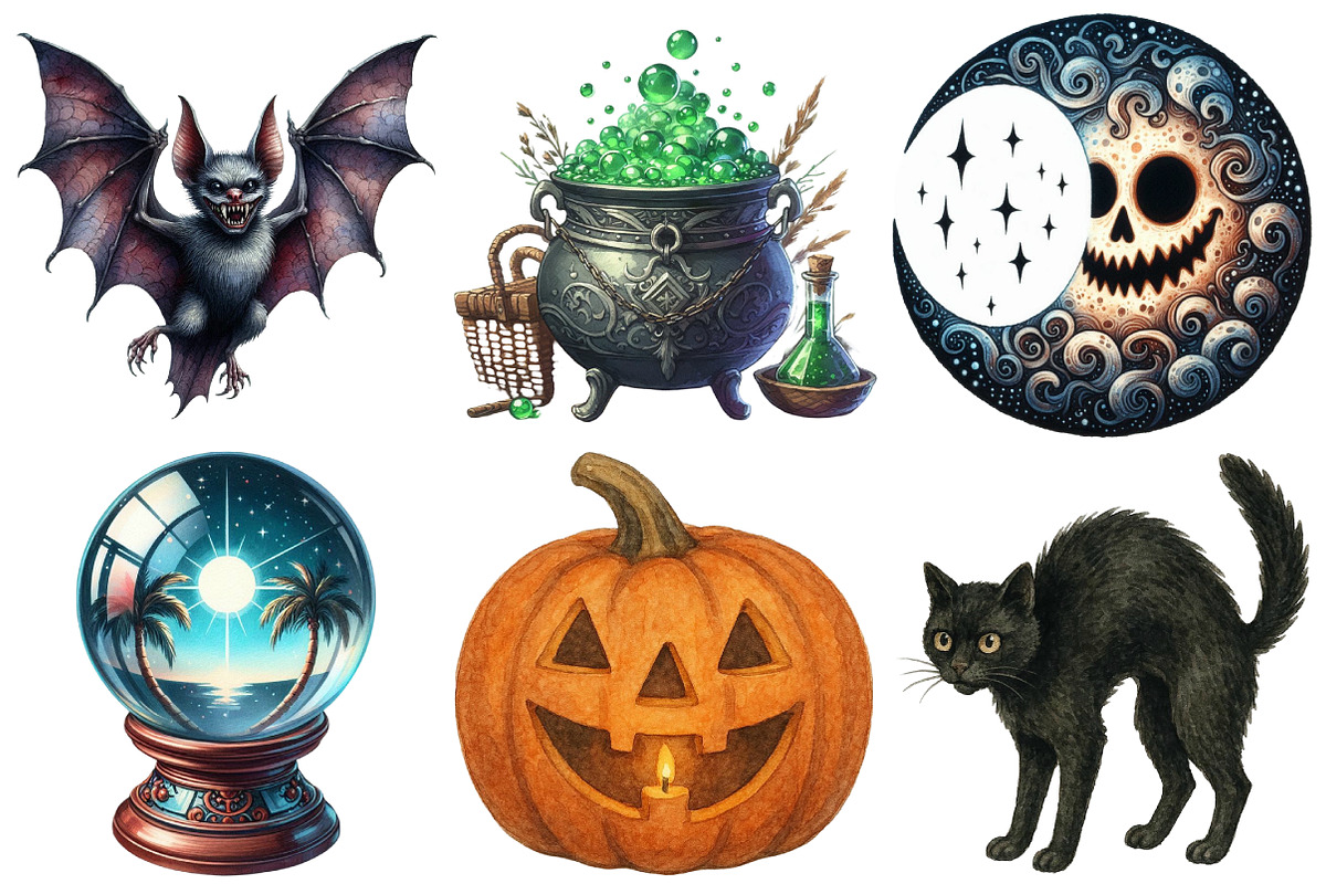Vintage Halloween DieCuts Clipart, an Illustration by Pixels.Craft (Photo 2 of 7)