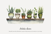 100 watercolor house plants clip art, a Seasonal Illustration by Poppy Lane Studio (Thumbnail 4 of 12)