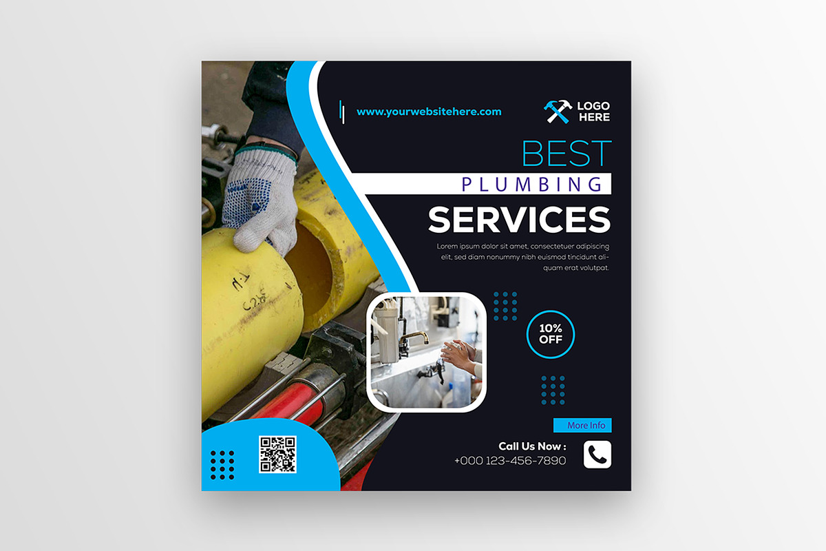 Plumber social media post banner, a Social Media Template by Tahnix Creative (Photo 3 of 3)