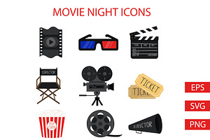 Movie Night Icons, an Illustration by Milota