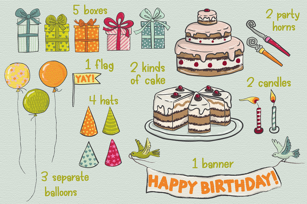 Woodland birthday vector clipart, an Object Graphic by Trinibis (Photo 3 of 4)