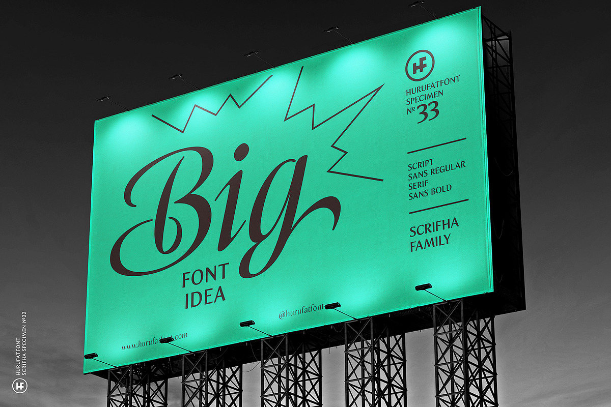 Scrifha Display Font Family, a Script Font by Hurufatfont (Photo 16 of 16)