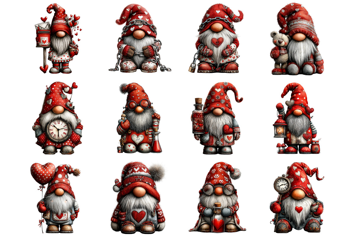 Whimsical Valentine Gnome Clipart, a Graphic by CitraGraphics (Photo 2 of 4)