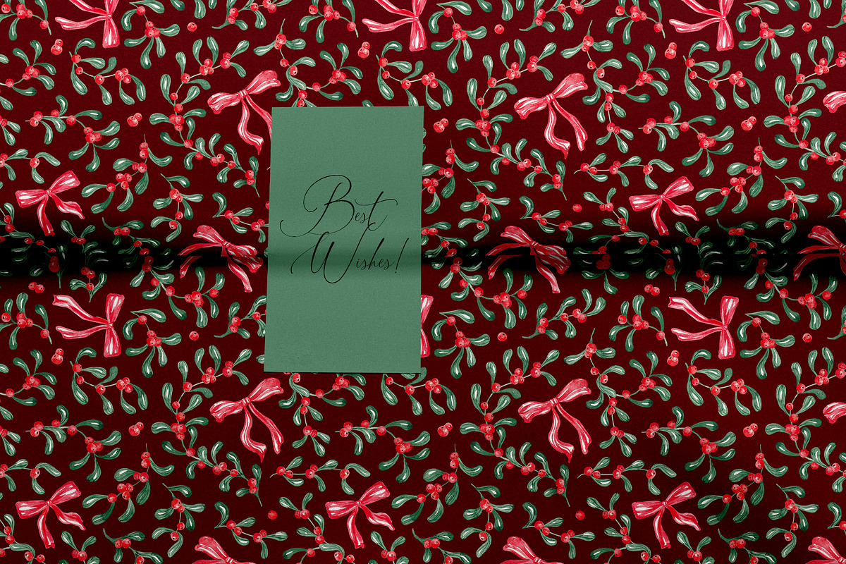 Christmas Mistletoe Seamless Pattern, a Pattern Graphic by SirenaArt (Photo 16 of 16)