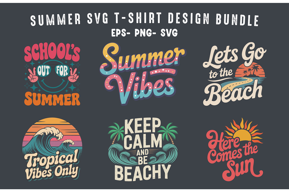Summer SVG Clipart T-Shirt Design, a Seasonal Illustration by Gfx Expert Team (Photo 3 of 3)