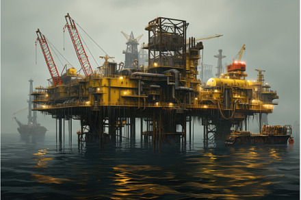 Towering Sea petroleum platform, an Industrial Photo by Ylivdesign